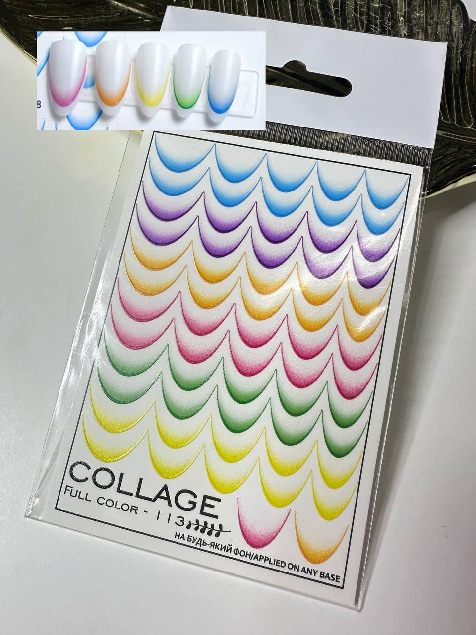 Наклейки водні для дизайну нігтів COLLAGE 113