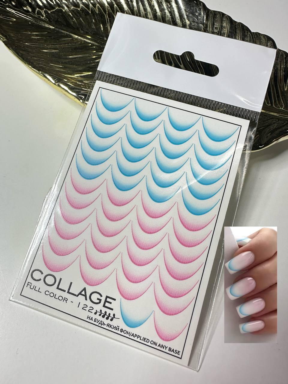 Наклейки водні для дизайну нігтів COLLAGE 122