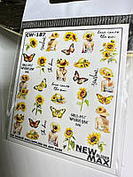 Наклейки водні для дизайну нігтів CW-187