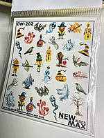 Наклейки водні для дизайну нігтів CW-202