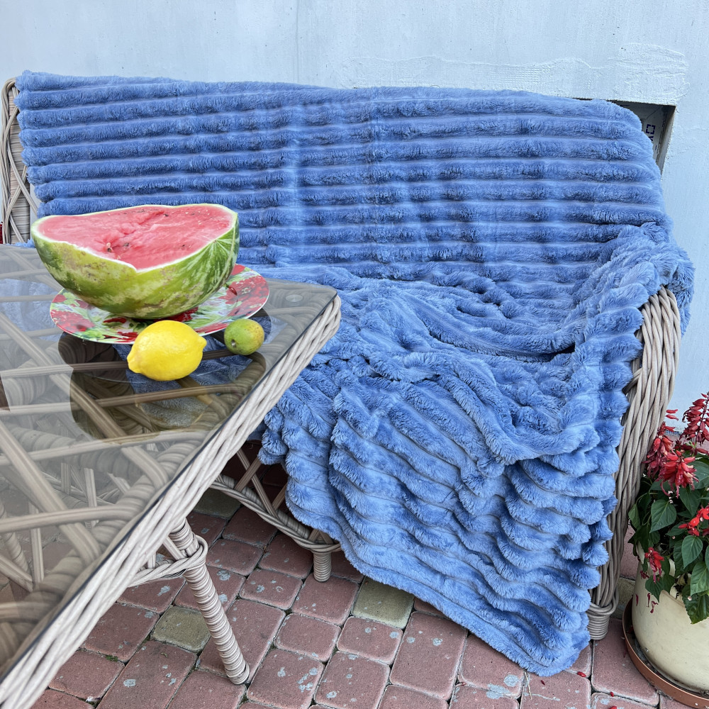 Покривало-плед шарпей 200/230 5см (в сумці) - Блакитний розмір Євро, фото 1