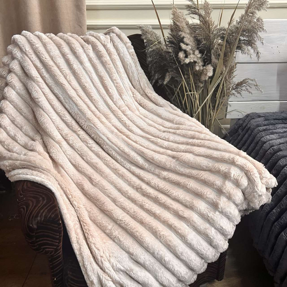 Покривало євро 200/230 шарпей 5 см полоска - пудра розмір Євро, фото 1