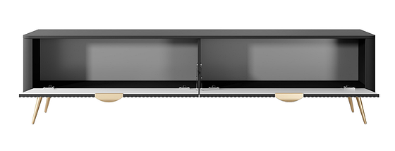 Тумба під телевізор Lante 200 см 2-дверна Чорний / ніжки золото ТМ Perfect Home Польща, фото 3