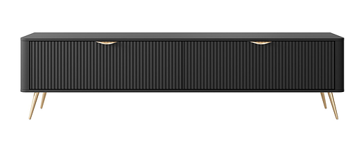 Тумба під телевізор Lante 200 см 2-дверна Чорний / ніжки золото ТМ Perfect Home Польща, фото 4