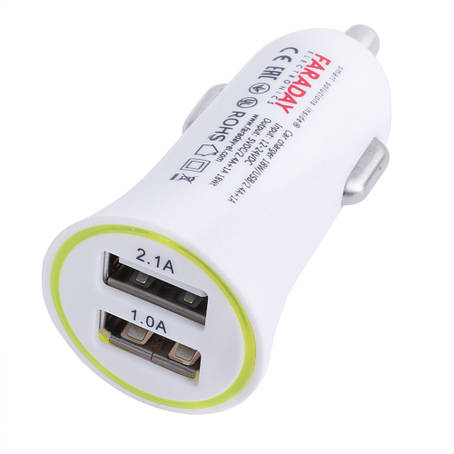 Блок живлення автомобільний 18W/USB/2.1 A + 1 A FARADAY, фото 1