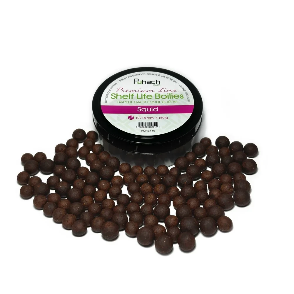 Варені насадочні бойли Puhach Baits Premium Line Shelf Life Boilies 16/20 mm - Squid (Кальмар)
