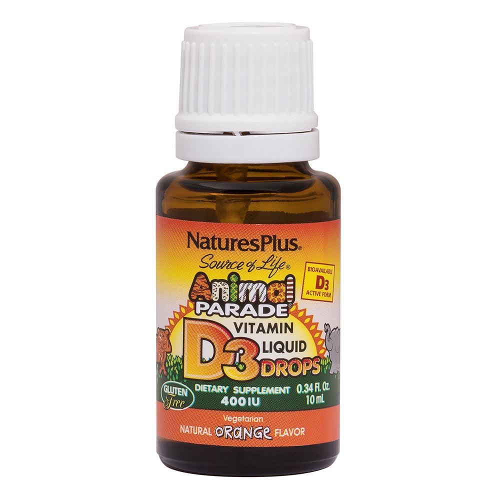 Вітаміни та мінерали Natures Plus Animal Parade Vitamin D3 Liquid Drops, 10 мл Апельсин