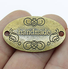 Бірка металева Handmade 32х19, антична бронза