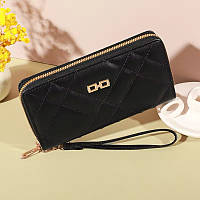 Жіночий гаманець чорний на блискавці штучна шкіра