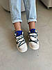 Жіночі кросівки Nike Dunk Low Off White Blue Кеди Найк Данк Лоу білі замша шкіра демісезон, фото 7