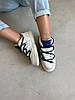 Жіночі кросівки Nike Dunk Low Off White Blue Кеди Найк Данк Лоу білі замша шкіра демісезон, фото 9