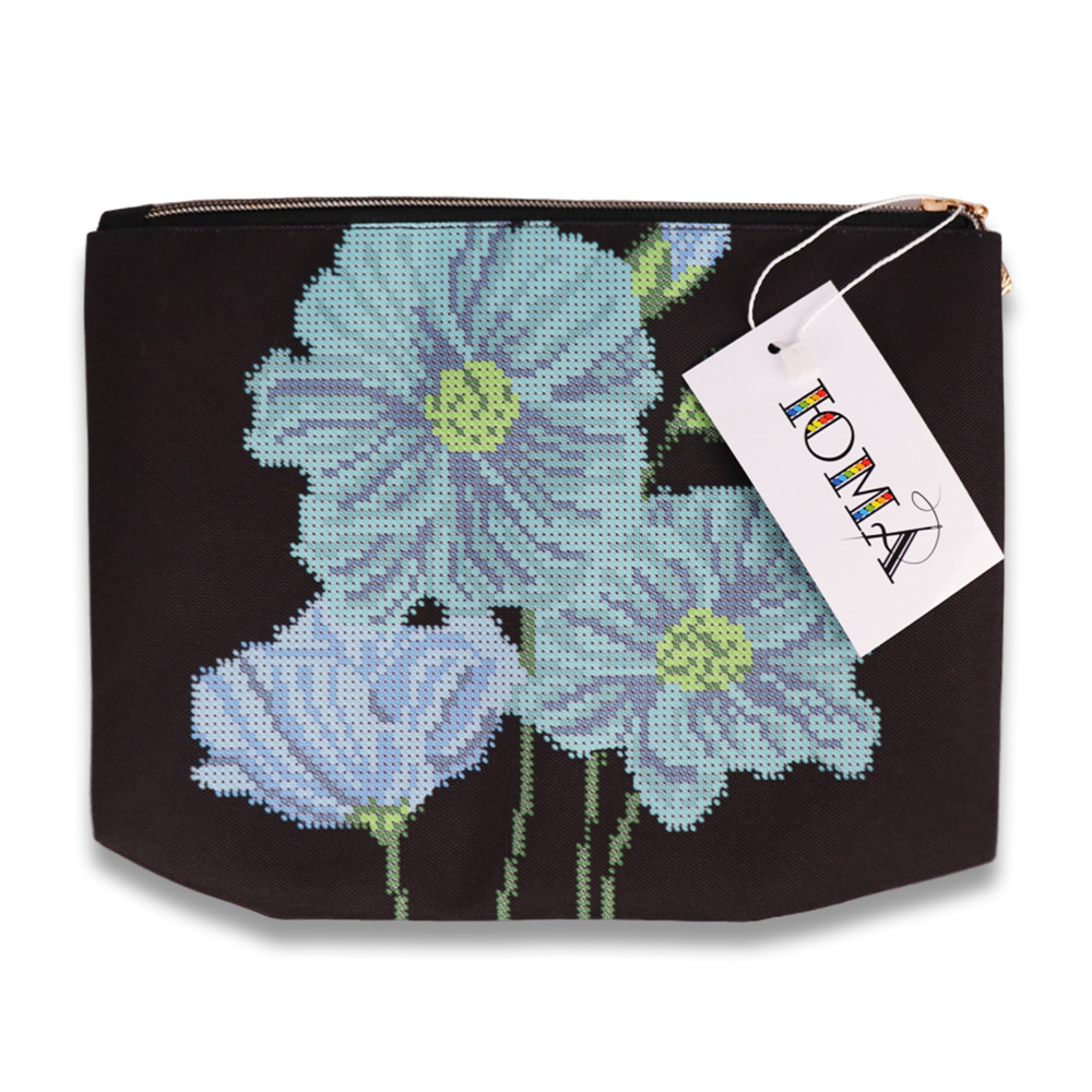 Косметичка для вишивання бісером "Квіти", чорна, КОС1, 25*18*4см, ЮМА, фото 1