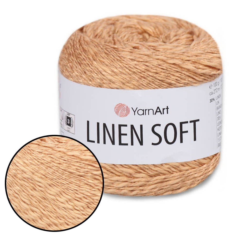 YarnArt Linen soft, Латте №7305, пряжа льон, віскоза, бавовна, фото 1
