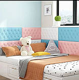 Самоклеюча Амортизуюча Потовщена 3Д панель Узголів'я «Сіра Подушка» 30*60 см. Товщина 10 мм. (приліжкова), фото 4