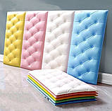 Самоклеюча Амортизуюча Потовщена 3Д панель Узголів'я «Сіра Подушка» 30*60 см. Товщина 10 мм. (приліжкова), фото 8