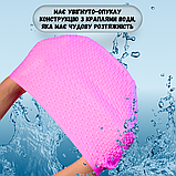 Силіконова шапочка для плавання для довгого волосся жіноча плавальна басейн Hechpro Рожева (1696), фото 6