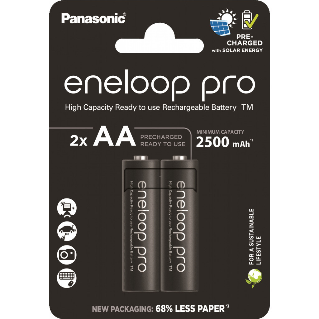 Акумулятор AA Panasonic AA Eneloop 2500mAh Pro NI-MH * 2 AA/AA Eneloop 2500mAh Pro NI-MH * 2 (BK-3HCDE/2CP)