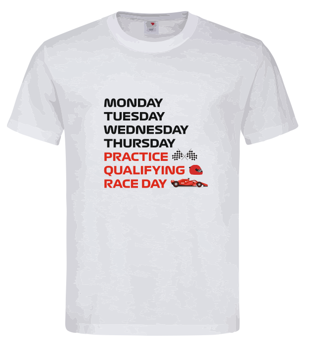 Футболка чоловіча унісекс Monday Tuesday Wednesday Thursday Practice Qualifying Race Day