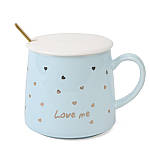 Кухоль керамічний з кришкою і ложкою Love me 300мл 7.5*8 см 8805-020