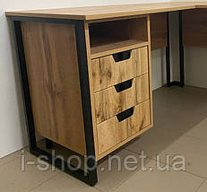 Офісний стіл лофт СМУВ-1 (1400x1600x765) Дуб Аппалачі/Дуб Вотан Гамма стиль, фото 3