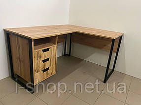 Офісний стіл лофт СМУВ-1 (1400x1600x765) Дуб Аппалачі/Дуб Вотан Гамма стиль, фото 4