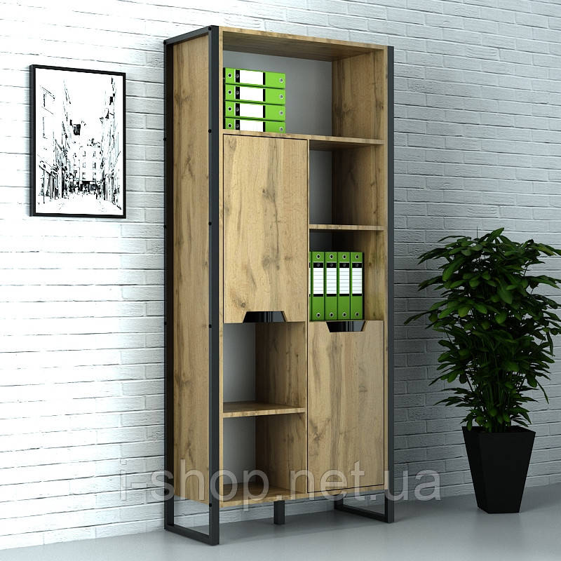 Офісна шафа лофт ШМВ-2 (600x400x1900) Дуб Аппалачі/Дуб Вотан Гамма стиль