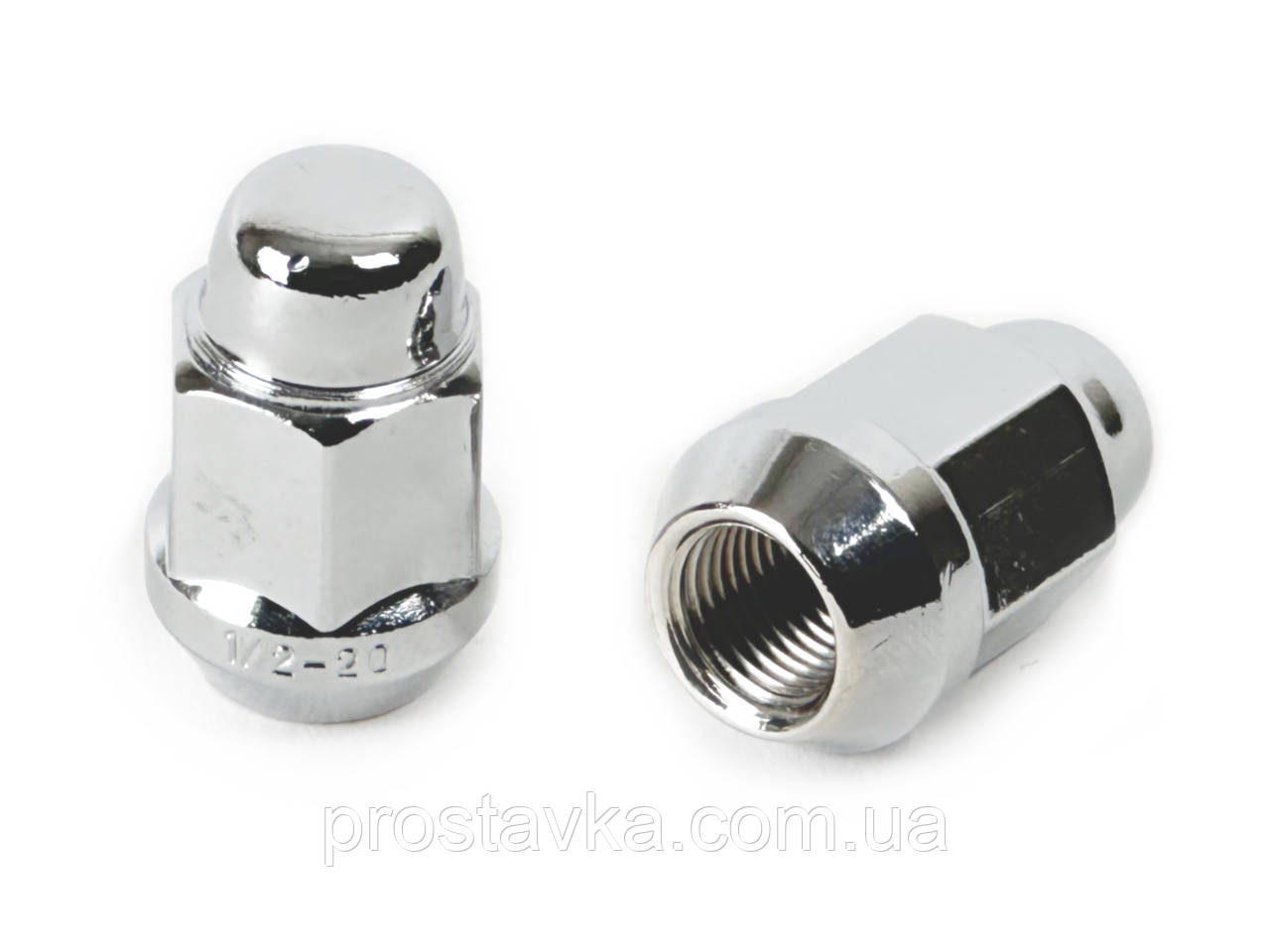 Гайка колісна 401442 Cr 1/2"-20 UNF Хром висота 35 мм Конус із виступ., закр., ключ 19 мм, фото 1