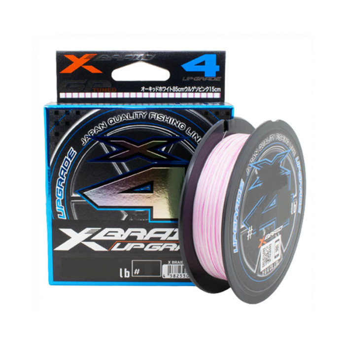 Шнур YGK X-Braid Upgrade X4 200m #0.4/0.104mm 8lb/3.4kg (колір.:білий/рожевий), фото 1