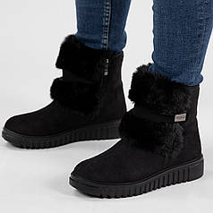 Дутики жіночі чорні з хутром на замок (4404)