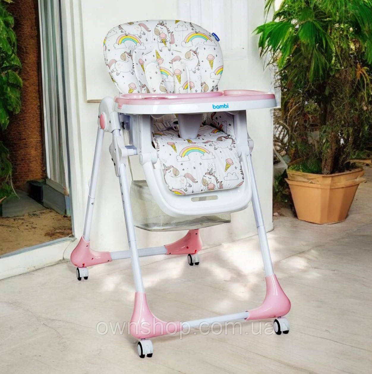 Дитячий стільчик-трансформер для годування M 3233 UNICORN PINK, фото 1