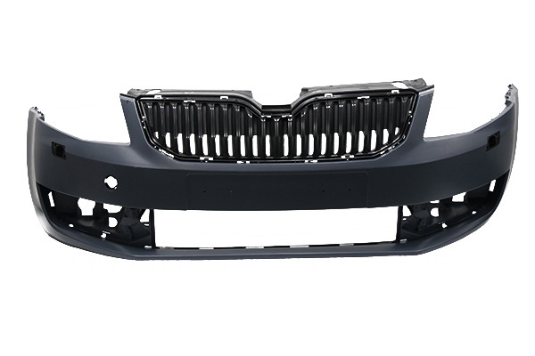 Бампер передній з решіткою радіатора (з омивачами, без парктрону) Skoda Octavia (12-) (Тайвань/Китай)., фото 1