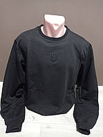 Підлітковий батник реглан для хлопчика Герб з довгим рукавом 13-18 років чорний двонитка бавовна