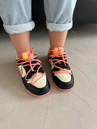 Жіночі кросівки Nike Dunk Low Black Pink Кеди Найк Данк Лоу чорні з рожевим шкіряні демісезон, фото 1