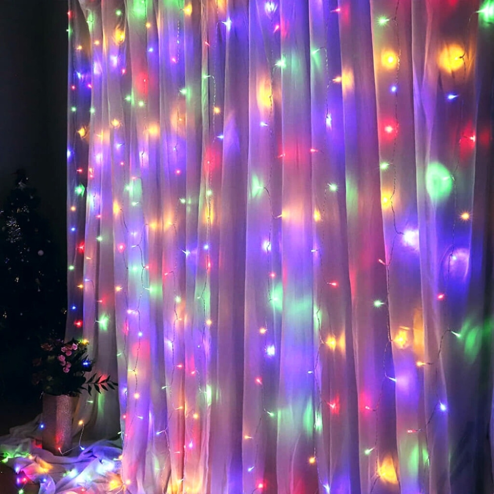 Гірлянда-штора 200 LED, різнобарвна, 3х2 метри на USB, фото 1