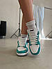 Жіночі кросівки Nike Dunk Low White Green Кеди Найк Данк Лоу білі замша шкіра демісезон, фото 8