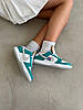 Жіночі кросівки Nike Dunk Low White Green Кеди Найк Данк Лоу білі замша шкіра демісезон, фото 9
