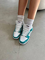 Жіночі кросівки Nike Dunk Low White Green Кеди Найк Данк Лоу білі замша шкіра демісезон, фото 5