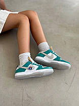 Жіночі кросівки Nike Dunk Low White Green Кеди Найк Данк Лоу білі замша шкіра демісезон, фото 6