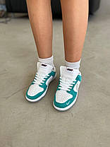 Жіночі кросівки Nike Dunk Low White Green Кеди Найк Данк Лоу білі замша шкіра демісезон, фото 4