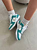 Жіночі кросівки Nike Dunk Low White Green Кеди Найк Данк Лоу білі замша шкіра демісезон, фото 7