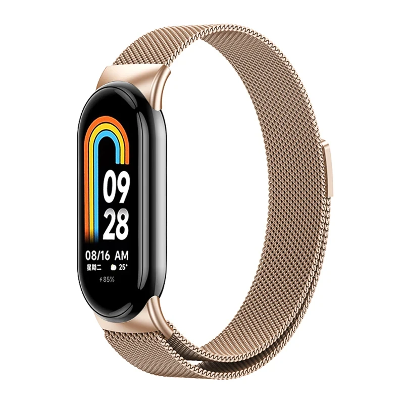 Ремінець для фітнес браслета Xiaomi Mi Band 8,9,10 міланська петля рожеве золото, фото 1