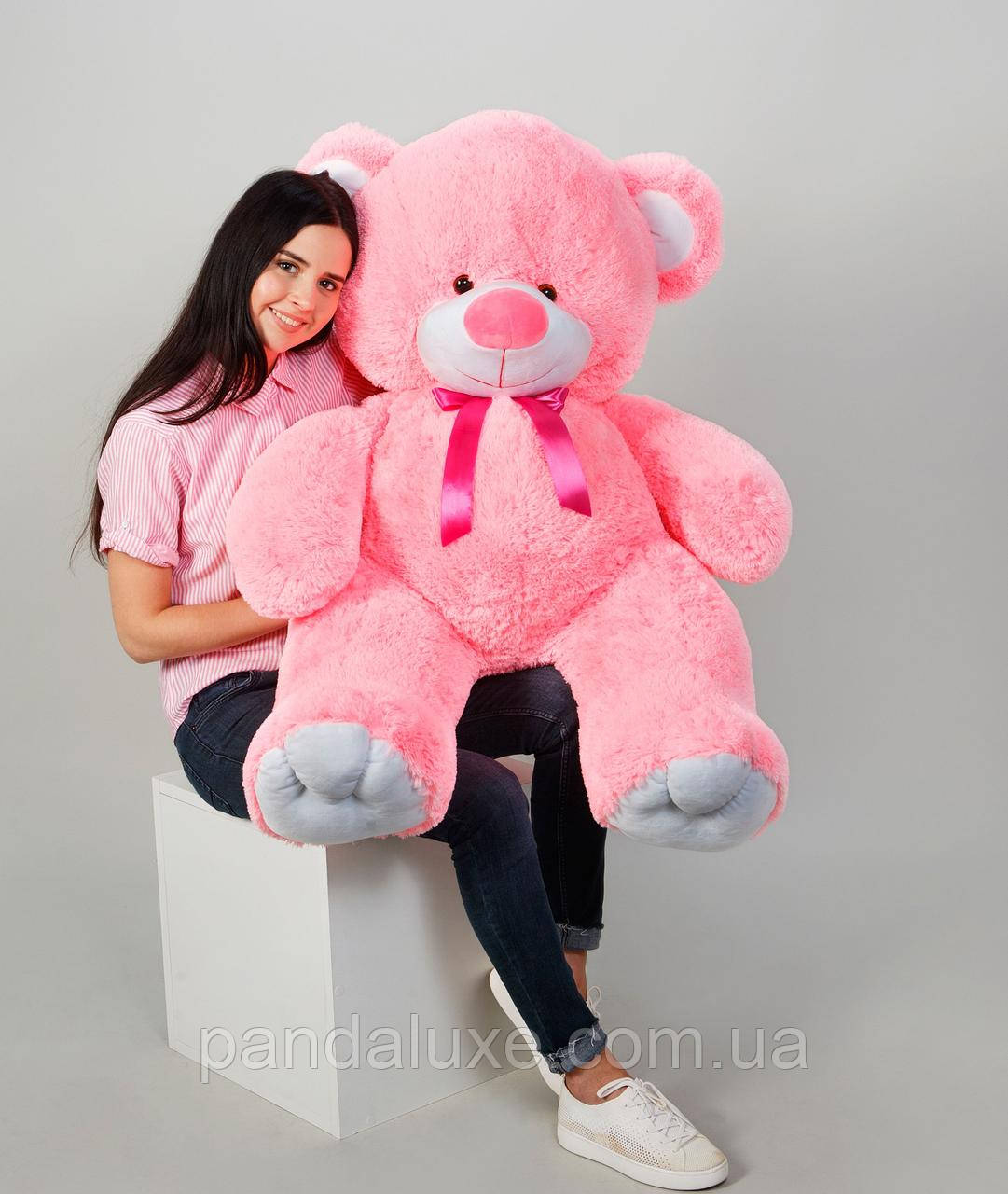 М'яка іграшка великий плюшевий рожевий ведмедик