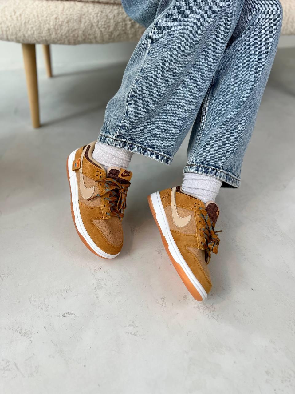 Жіночі кросівки Nike Dunk Low Teddy Bear Кеди Найк Данк Лоу коричневі замшеві демісезон