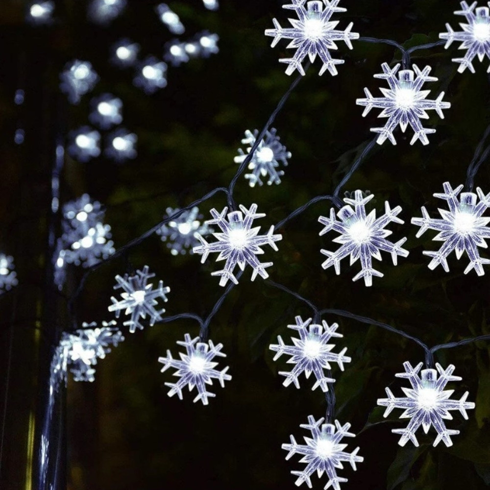 Гірлянда "Сніжинки" 10 LED, біла, 3 метри, електромережа, фото 1