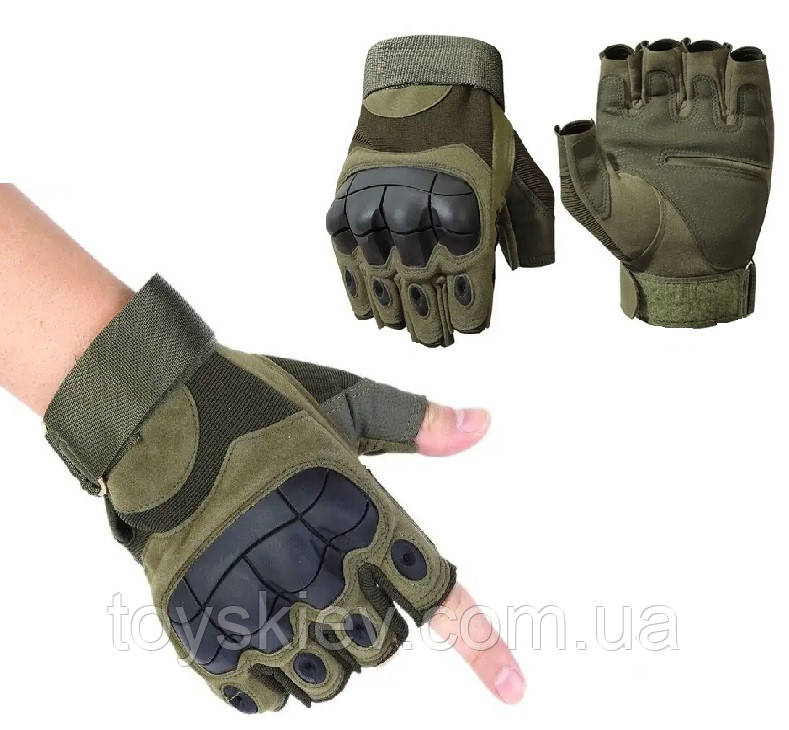 Тактичні рукавички без пальців зелений 107, Розмір M, фото 1
