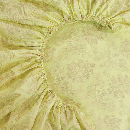М'яке натяжне захисне простирадло-чохол мікрофібра на гумці (140*200*25) двоспальне жовте однотонне з принтом орнамент, фото 2