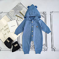 Дитячий в'язаний чоловічок з капюшоном, ромпер для новонароджених.