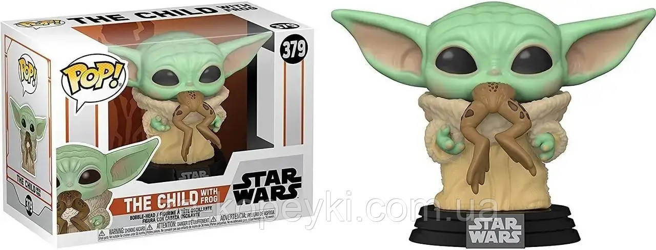 Колекційна фігурка Funko Pop Bobble Star Wars Mandalorian The Child with Frog Зіркові воїни Мандалорець Малюк Йода з жабою №379