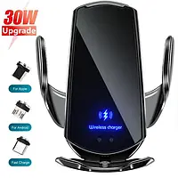 Автотримач з бездротовою зарядкою 15W Q5 Smart Sensor (Lightning+Micro+Type-C)