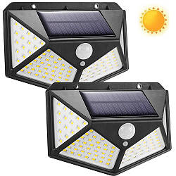 Комплект 2шт Вуличний ліхтар на сонячній батареї 100LED, BK-100 / Зовнішній LED світильник / Настінний світлодіодний ліхтар